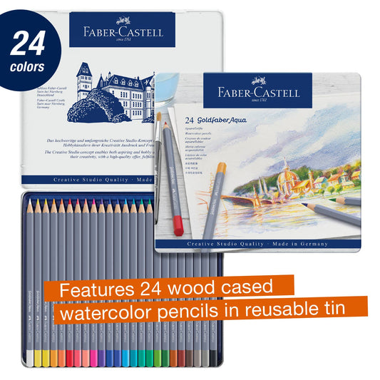 Goldfaber Aqua Watercolor Pencils, Tin of 24